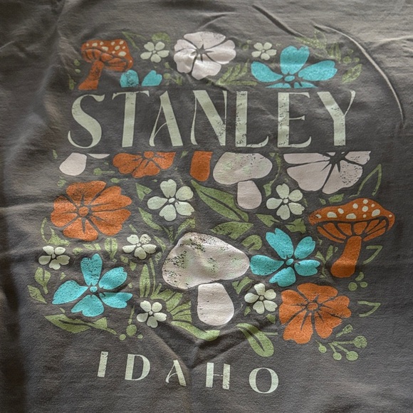 Stanley BrownT-Shirt with Floral and Mushroom Graphic Design - Picture 2 of 4